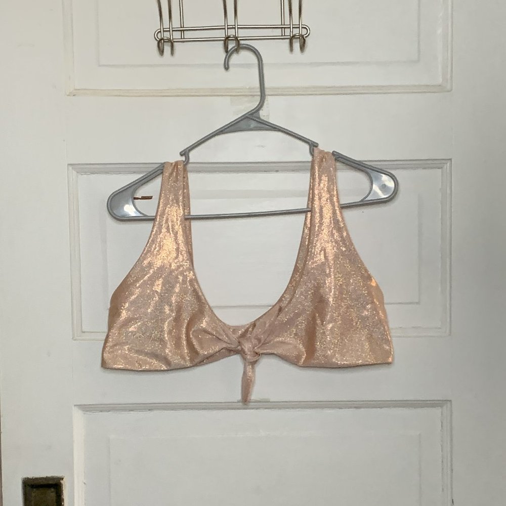iHeartraves Rose Gold Glitter Rave Bikini Top Size Large (L)